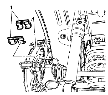 Fig. 21: Lower Brake Pad Springs