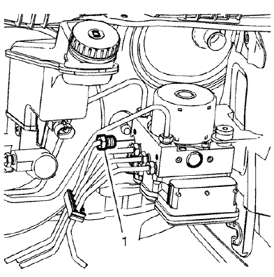 Fig. 88: Brake Pressure Modulator Valve (BPMV) Front Brake Pipe Fitting