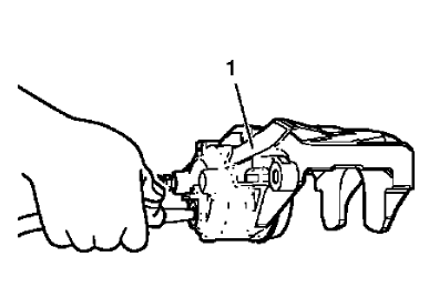 Fig. 34: Using Low Pressure Compressed Air To Remove Brake Caliper Piston
