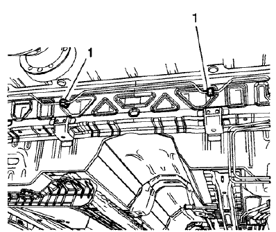 Fig. 113: Left Rear Intermediate Pipe And Cross Vehicle Retaining Clips