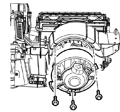 Fig. 73: Blower Motor And Mounting Screws