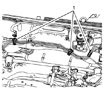 Fig. 126: Front Brake Pipe Retaining Clips