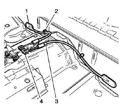 Fig. 25: Parking Brake Cable Components