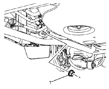 Fig. 30: Front Right Parking Brake Cable Bracket Nut