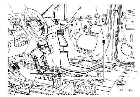 Fig. 85: Floor Rear Air Outlet Duct - Left Side