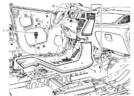 Fig. 86: Floor Rear Air Outlet Duct - Right Side