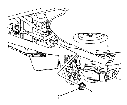 Fig. 38: Front Right Parking Brake Cable Bracket Nut