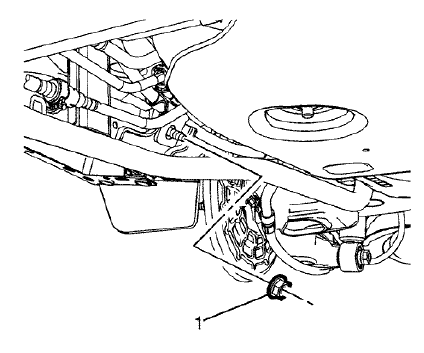 Fig. 48: Front Right Parking Brake Cable Bracket Nut