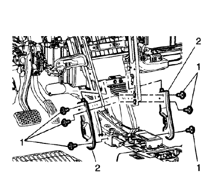 Fig. 110: Instrument Panel Tie Bar Lower Support Brackets