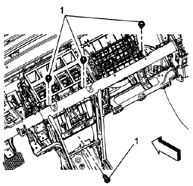 Fig. 111: Instrument Panel Tie Bar Assembly And HVAC Module
