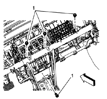 Fig. 114: Instrument Panel Tie Bar Assembly And HVAC Module