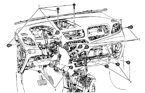 Fig. 78: Instrument Panel Bolts