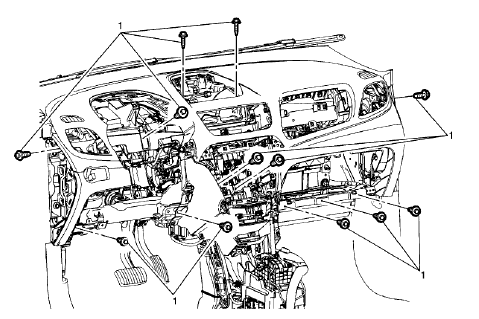 Fig. 82: Instrument Panel Bolts