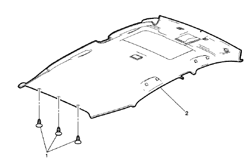 Fig. 67: Headliner Trim Panel And Retainers