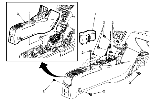 Fig. 96: Front Floor Console