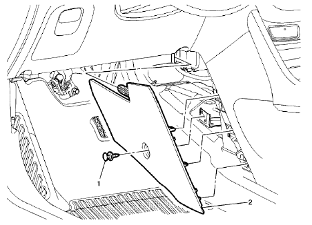 Fig. 130: Front Floor Console Extension - Left Side