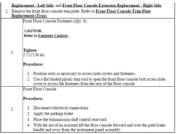 Front Floor Console Replacement (Trax