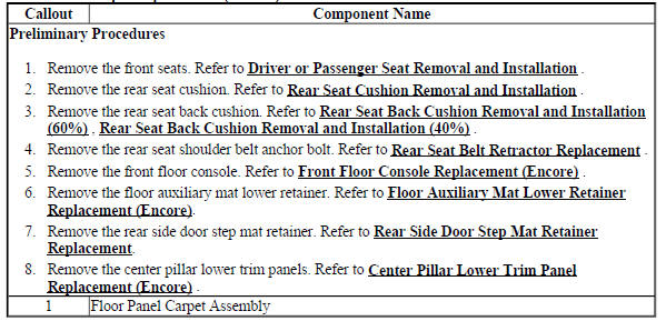 Floor Panel Carpet Replacement (Encore)