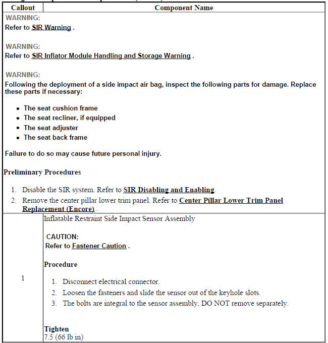 Airbag Side Impact Sensor Replacement (Encore)