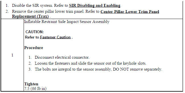 Airbag Side Impact Sensor Replacement (Trax)