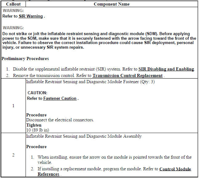 Airbag Sensing and Diagnostic Module Replacement (Encore)