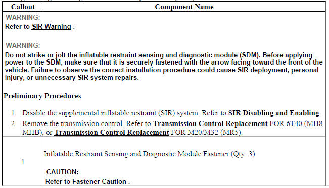 Airbag Sensing and Diagnostic Module Replacement (Trax)