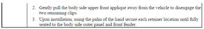 Body Side Upper Front Applique Replacement