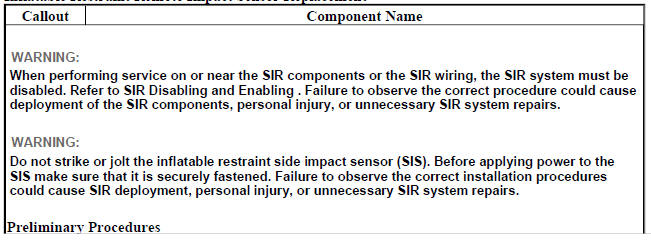 Inflatable Restraint Remote Impact Sensor Replacement