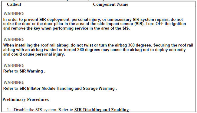 Airbag Roof Side Rail Module Replacement (Encore)