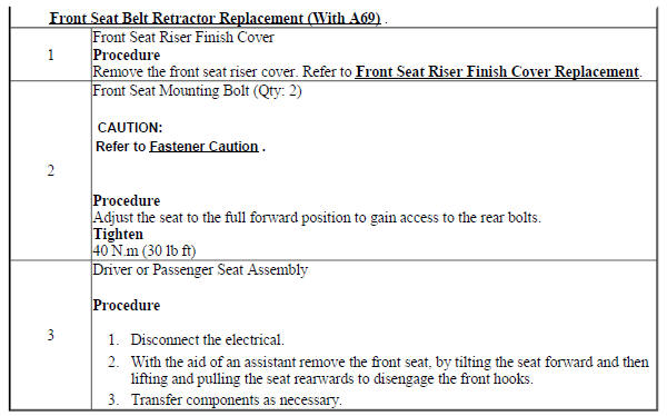 Driver or Passenger Seat Removal and Installation