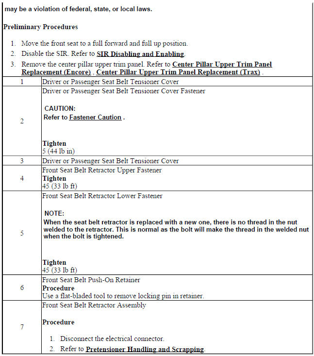 Front Seat Belt Retractor Replacement (With A69)