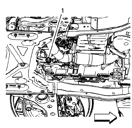 Fig. 26: Transmission Mount Bracket To Rear Mount Through Bolt