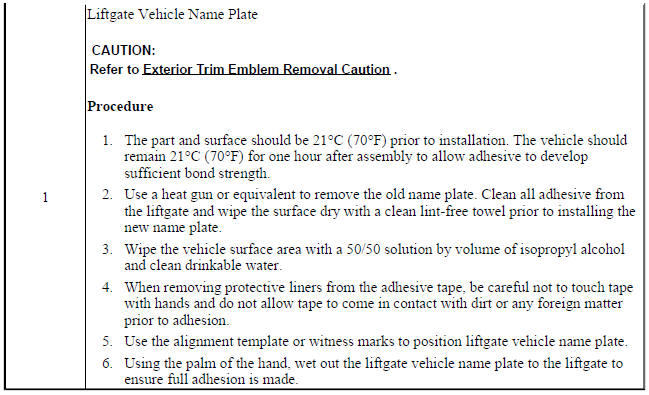 Liftgate Emblem/Nameplate Replacement (Trax LTZ LT)