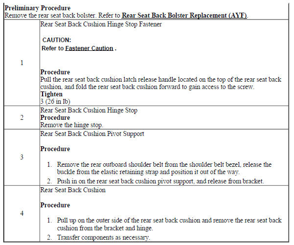 Rear Seat Back Cushion Removal and Installation (40%)