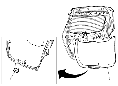 Fig. 45: Liftgate Lower Trim Finish Panel