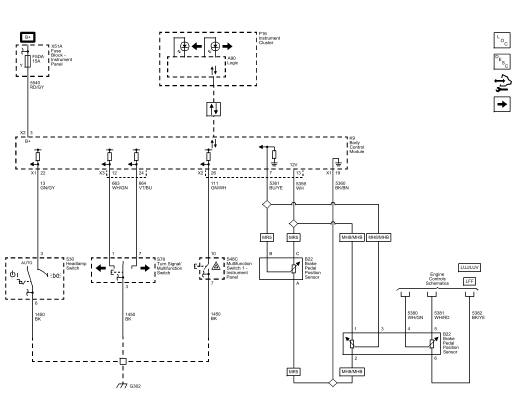 Fig. 10: Park, Turn, Hazard and Brake Lamp Controls, and Indicators