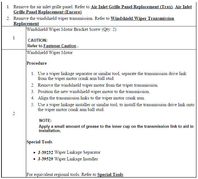 Windshield Wiper Motor Replacement