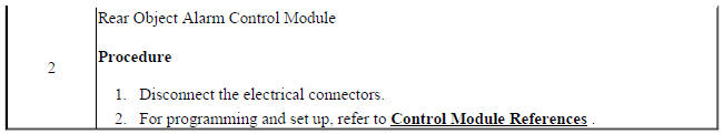 Rear Object Alarm Control Module Replacement