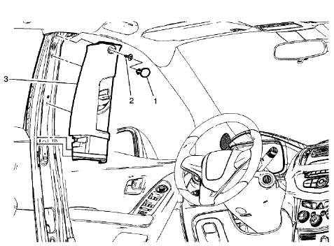 Fig. 25: Center Pillar Upper Trim Panel Assembly