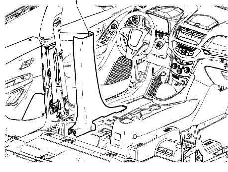 Fig. 27: Center Pillar Lower Trim Panel