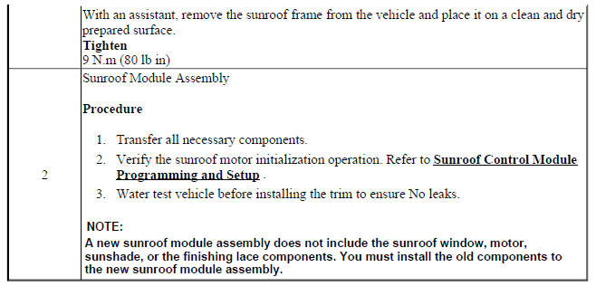 Sunroof Module Assembly Replacement